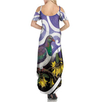 Kekeru New Zealand Matariki Summer Maxi Dress Kukupa Kowhai Maori New Year Purple Version LT14 - Polynesian Pride
