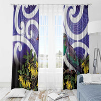 Kekeru New Zealand Matariki Window Curtain Kukupa Kowhai Maori New Year Purple Version