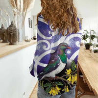 Kekeru New Zealand Matariki Women Casual Shirt Kukupa Kowhai Maori New Year Purple Version LT14 - Polynesian Pride