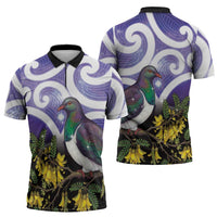 Kekeru New Zealand Matariki Zipper Polo Shirt Kukupa Kowhai Maori New Year Purple Version LT14 - Polynesian Pride