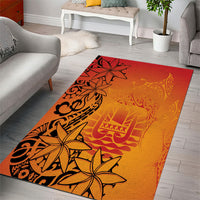 French Polynesia Manta Ray Tattoo Area Rug Tahiti Hahalua Tiare Maori Gradient Style