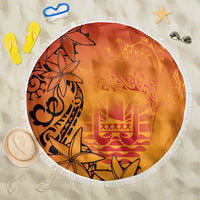 French Polynesia Manta Ray Tattoo Beach Blanket Tahiti Hahalua Tiare Maori Gradient Style