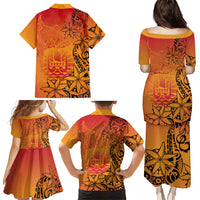 French Polynesia Manta Ray Tattoo Family Matching Puletasi and Hawaiian Shirt Tahiti Hahalua Tiare Maori Gradient Style LT14 - Polynesian Pride