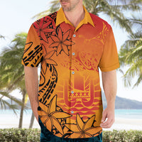 French Polynesia Manta Ray Tattoo Hawaiian Shirt Tahiti Hahalua Tiare Maori Gradient Style