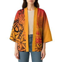 French Polynesia Manta Ray Tattoo Kimono Tahiti Hahalua Tiare Maori Gradient Style