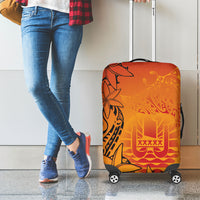French Polynesia Manta Ray Tattoo Luggage Cover Tahiti Hahalua Tiare Maori Gradient Style
