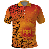 French Polynesia Manta Ray Tattoo Polo Shirt Tahiti Hahalua Tiare Maori Gradient Style