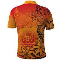 French Polynesia Manta Ray Tattoo Polo Shirt Tahiti Hahalua Tiare Maori Gradient Style