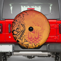French Polynesia Manta Ray Tattoo Spare Tire Cover Tahiti Hahalua Tiare Maori Gradient Style