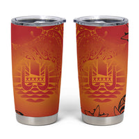French Polynesia Manta Ray Tattoo Tumbler Cup Tahiti Hahalua Tiare Maori Gradient Style