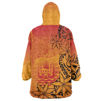 French Polynesia Manta Ray Tattoo Wearable Blanket Hoodie Tahiti Hahalua Tiare Maori Gradient Style