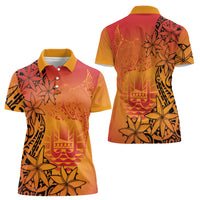 French Polynesia Manta Ray Tattoo Women Polo Shirt Tahiti Hahalua Tiare Maori Gradient Style