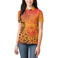 French Polynesia Manta Ray Tattoo Women Polo Shirt Tahiti Hahalua Tiare Maori Gradient Style