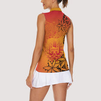 French Polynesia Manta Ray Tattoo Women Sleeveless Polo Shirt Tahiti Hahalua Tiare Maori Gradient Style
