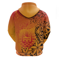 French Polynesia Manta Ray Tattoo Zip Hoodie Tahiti Hahalua Tiare Maori Gradient Style
