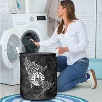 French Polynesia Manta Ray Tattoo Laundry Basket Tahiti Hahalua Turtle Shark Black Color