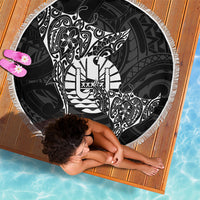 French Polynesia Manta Ray Tattoo Beach Blanket Tahiti Hahalua Turtle Shark Black Color
