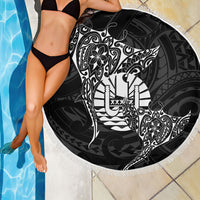 French Polynesia Manta Ray Tattoo Beach Blanket Tahiti Hahalua Turtle Shark Black Color