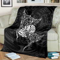 French Polynesia Manta Ray Tattoo Blanket Tahiti Hahalua Turtle Shark Black Color