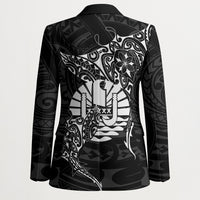French Polynesia Manta Ray Tattoo Blazer Tahiti Hahalua Turtle Shark Black Color