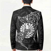 French Polynesia Manta Ray Tattoo Blazer Tahiti Hahalua Turtle Shark Black Color