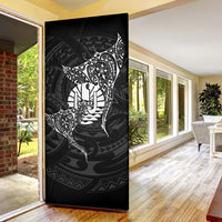 French Polynesia Manta Ray Tattoo Door Cover Tahiti Hahalua Turtle Shark Black Color