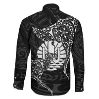French Polynesia Manta Ray Tattoo Family Matching Summer Maxi Dress and Hawaiian Shirt Tahiti Hahalua Turtle Shark Black Color LT14 - Polynesian Pride