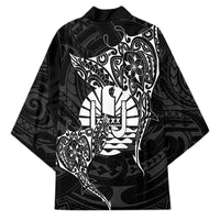 French Polynesia Manta Ray Tattoo Kimono Tahiti Hahalua Turtle Shark Black Color