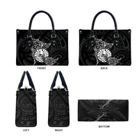 French Polynesia Manta Ray Tattoo Leather Bag Tahiti Hahalua Turtle Shark Black Color