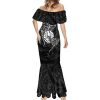 French Polynesia Manta Ray Tattoo Mermaid Dress Tahiti Hahalua Turtle Shark Black Color