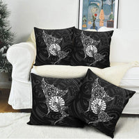 French Polynesia Manta Ray Tattoo Pillow Cover Tahiti Hahalua Turtle Shark Black Color
