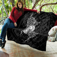 French Polynesia Manta Ray Tattoo Quilt Tahiti Hahalua Turtle Shark Black Color
