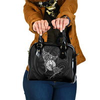 French Polynesia Manta Ray Tattoo Shoulder Handbag Tahiti Hahalua Turtle Shark Black Color