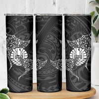 French Polynesia Manta Ray Tattoo Skinny Tumbler Tahiti Hahalua Turtle Shark Black Color