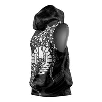 French Polynesia Manta Ray Tattoo Sleeveless Hoodie Tahiti Hahalua Turtle Shark Black Color