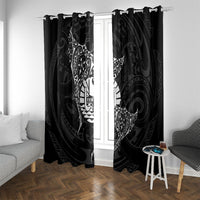 French Polynesia Manta Ray Tattoo Window Curtain Tahiti Hahalua Turtle Shark Black Color