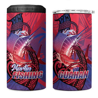 Guam Blue Marlin Fishing 4 in 1 Can Cooler Tumbler Guahan Fish Hook Tattoo