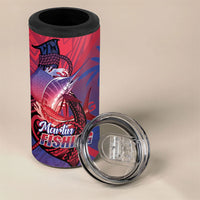 Guam Blue Marlin Fishing 4 in 1 Can Cooler Tumbler Guahan Fish Hook Tattoo