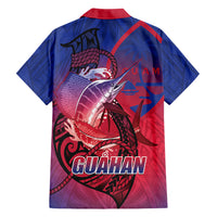 Guam Blue Marlin Fishing Family Matching Off The Shoulder Long Sleeve Dress and Hawaiian Shirt Guahan Fish Hook Tattoo LT14 - Polynesian Pride