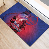 Guam Blue Marlin Fishing Rubber Doormat Guahan Fish Hook Tattoo