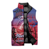 Guam Blue Marlin Fishing Sleeveless Puffer Jacket Guahan Fish Hook Tattoo