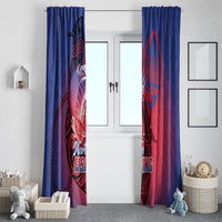 Guam Blue Marlin Fishing Window Curtain Guahan Fish Hook Tattoo