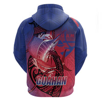 Guam Blue Marlin Fishing Zip Hoodie Guahan Fish Hook Tattoo