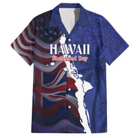 Personalized Hawaii Statehood Day Family Matching Off The Shoulder Long Sleeve Dress and Hawaiian Shirt 66th Anniversary LT14 Dad's Shirt - Short Sleeve Blue - Polynesian Pride