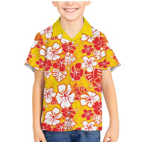 Yellow Hawaii Hibiscus Family Matching Mermaid Dress and Hawaiian Shirt Tropical Flowers Seamless Pattern LT14 Son's Shirt Yellow - Polynesian Pride