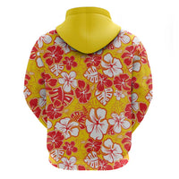 Yellow Hawaii Hibiscus Hoodie Tropical Flowers Seamless Pattern - Polynesian Pride