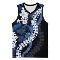 Polu Aloha Hawaii Lei Basketball Jersey Tropical Flowers Elegant Vibe LT14 Unisex Blue - Polynesian Pride