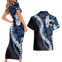 Polu Aloha Hawaii Lei Couples Matching Short Sleeve Bodycon Dress and Hawaiian Shirt Tropical Flowers Elegant Vibe LT14 - Polynesian Pride