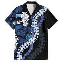 Polu Aloha Hawaii Lei Family Matching Puletasi and Hawaiian Shirt Tropical Flowers Elegant Vibe LT14 Dad's Shirt - Short Sleeve Blue - Polynesian Pride