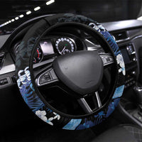 Polu Aloha Hawaii Lei Steering Wheel Cover Tropical Flowers Elegant Vibe LT14 Universal Fit Blue - Polynesian Pride